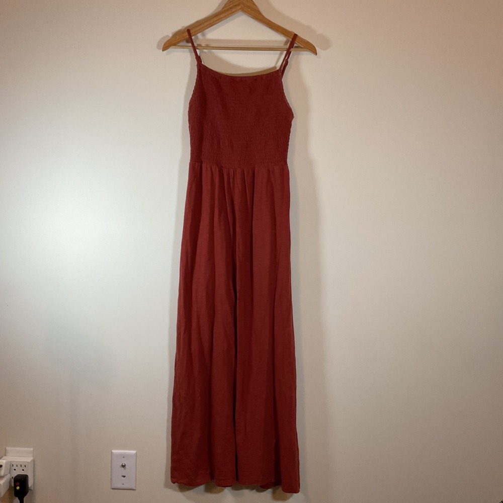 Old Navy Womens Medium Terracotta Rust Cotton Smocked Maxi Dress Sleeveless